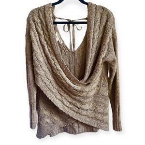 Elegant Brown Cable Knit Sweater